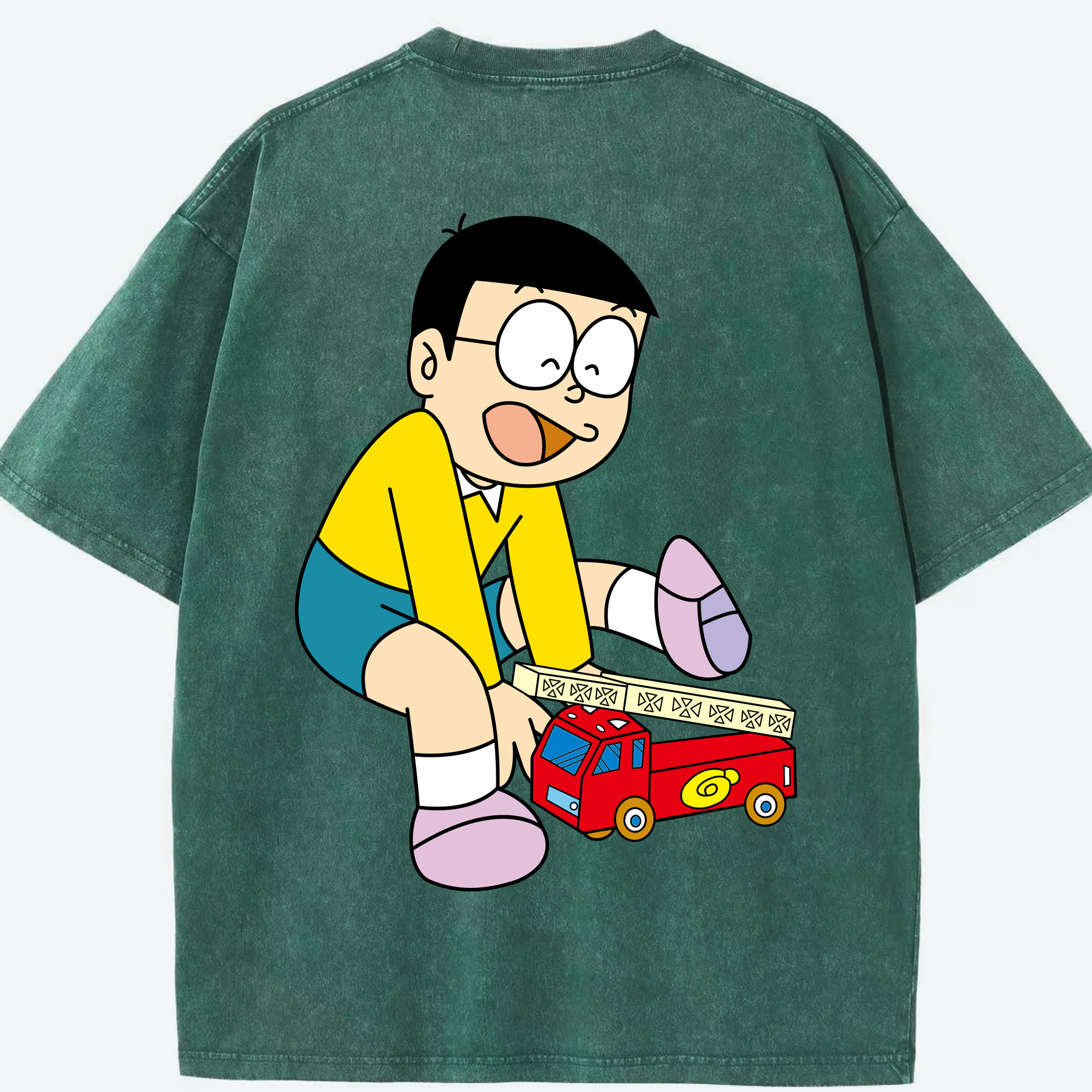 （画像用） ドラえもん 野比 のび太 Doraemon Nobita Nobi 綿100% ヴィンテージ風 半袖Tシャツ（背面プリント）